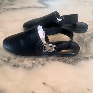 Givenchy G Chain Sling Back Mules in Black Napa Leather